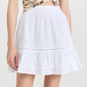 Madewell Embroidered Smock Waist Mini eyelet Ruffle Skirt Size Medium New